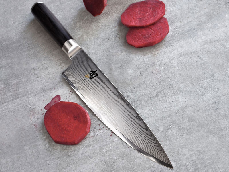 Cuchillo japonés Shun Premier, santoku en acero damasco.